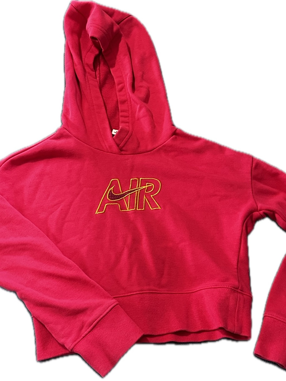 Nike Red Hoodie with Yellow-Outlined AIR Logo